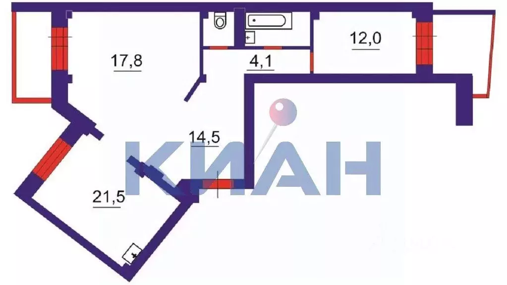 2-к кв. Красноярский край, Красноярск ул. Мужества, 24 (80.5 м) - Фото 1