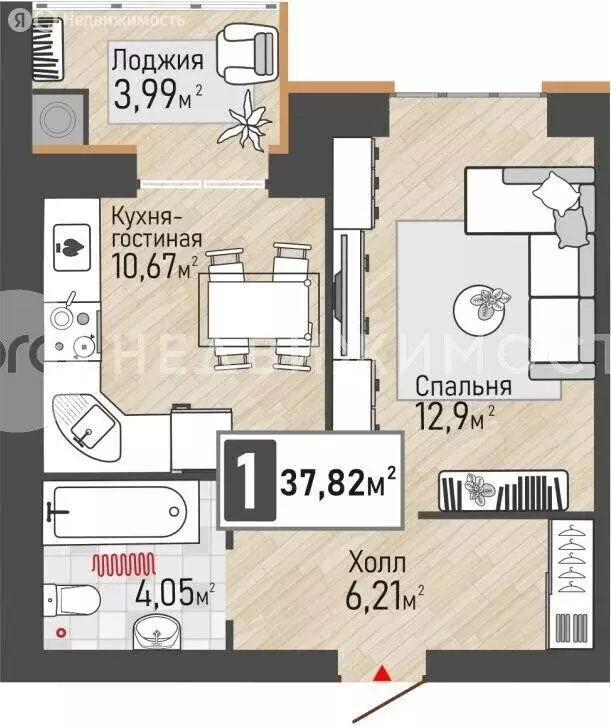 1-комнатная квартира: Рыбное, Крымская улица, 15 (37.8 м) - Фото 1