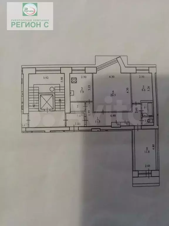 3-к. квартира, 65,7 м, 6/9 эт. - Фото 0