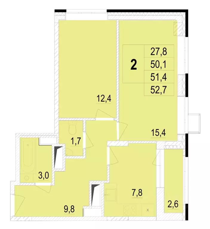 2-к кв. Московская область, Мытищи ул. Академика Каргина, 25 (50.4 м) - Фото 0