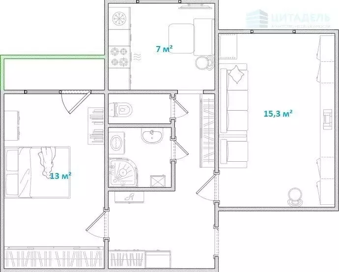 2-комнатная квартира: Подольск, Народный проезд, 6 (47.7 м) - Фото 2