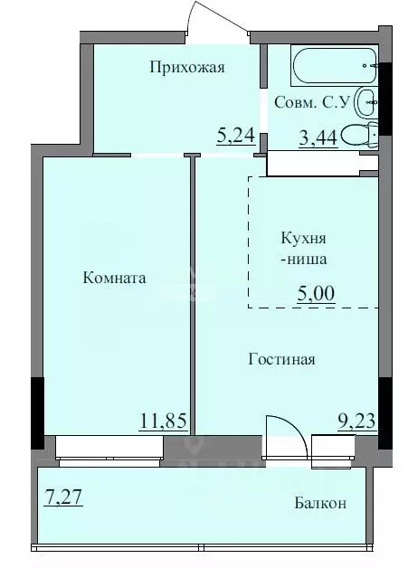1-к кв. Удмуртия, Ижевск Молодежная ул., 107В (34.4 м) - Фото 1