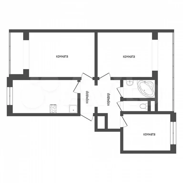 3-к. квартира, 74 м, 9/9 эт. - Фото 0