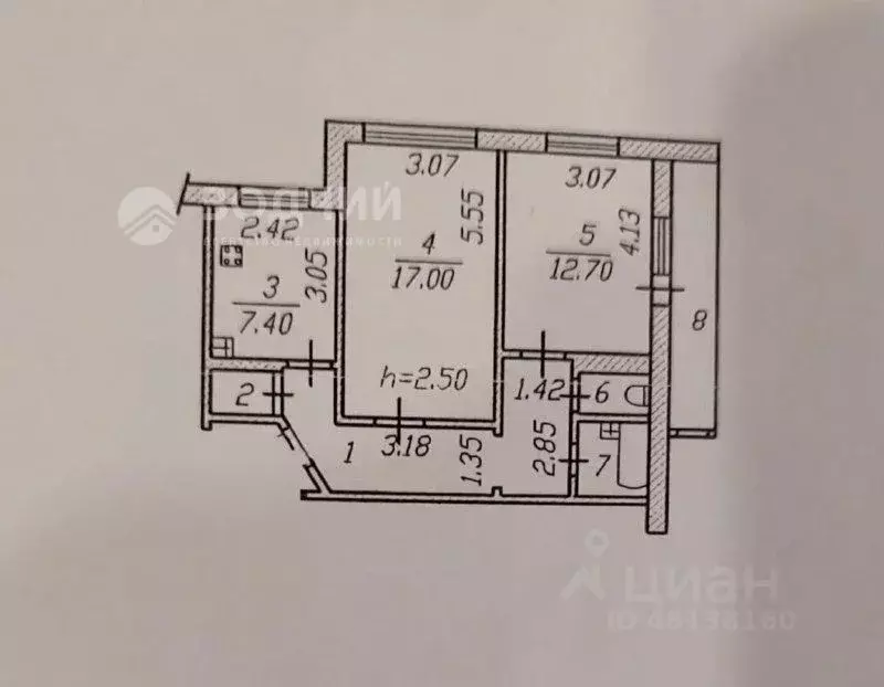 2-к кв. Чувашия, Чебоксары ул. 139-й Стрелковой Дивизии, 10 (52.1 м) - Фото 2