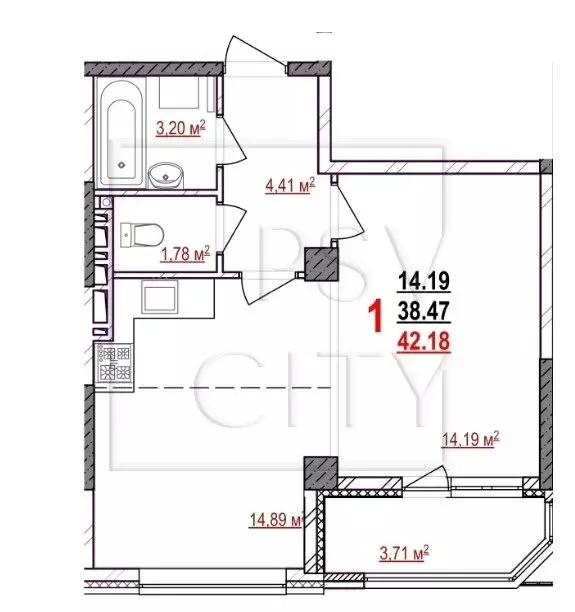 1-комнатная квартира: Белгород, улица Победы, 126 (42 м) - Фото 0