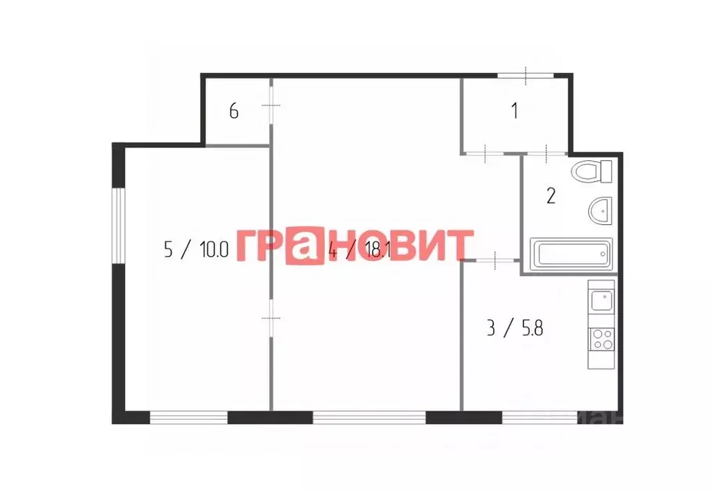 2-к кв. Новосибирская область, Новосибирск Народная ул., 44 (40.0 м) - Фото 1