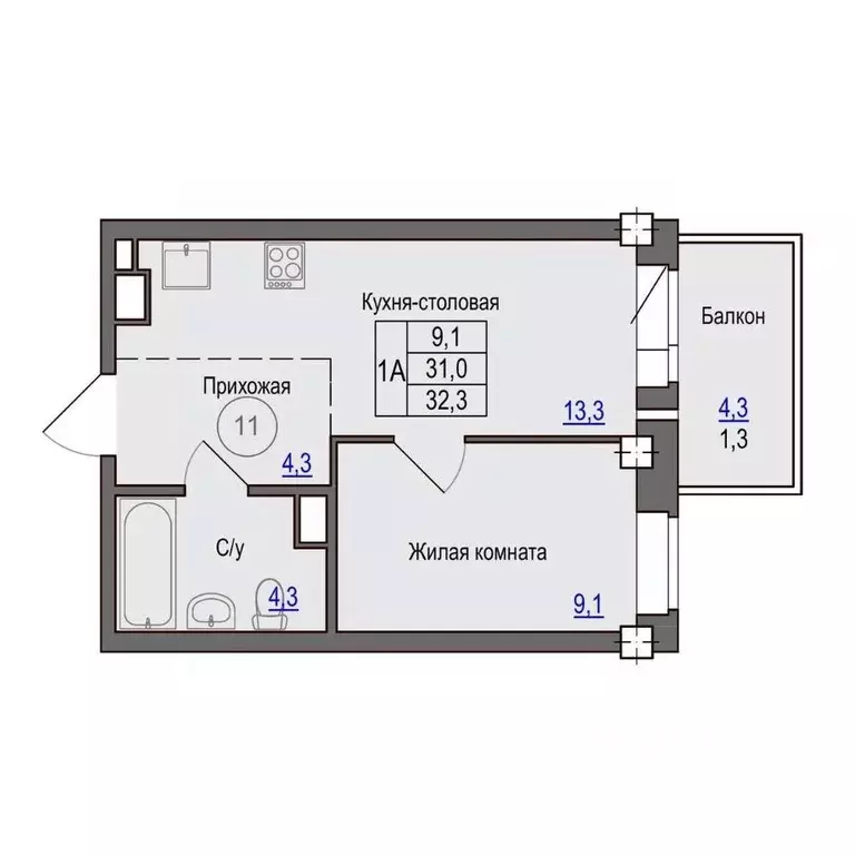 1-к кв. Псковская область, Псковский район, Завеличенская волость, д. ... - Фото 1