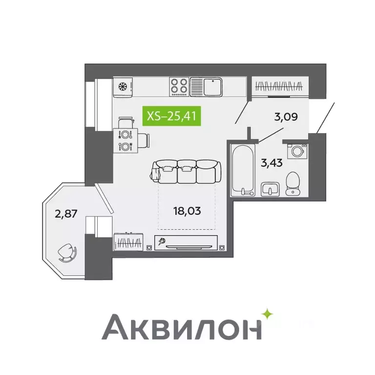 Студия Архангельская область, Северодвинск Квартал № 100 жилой ... - Фото 0