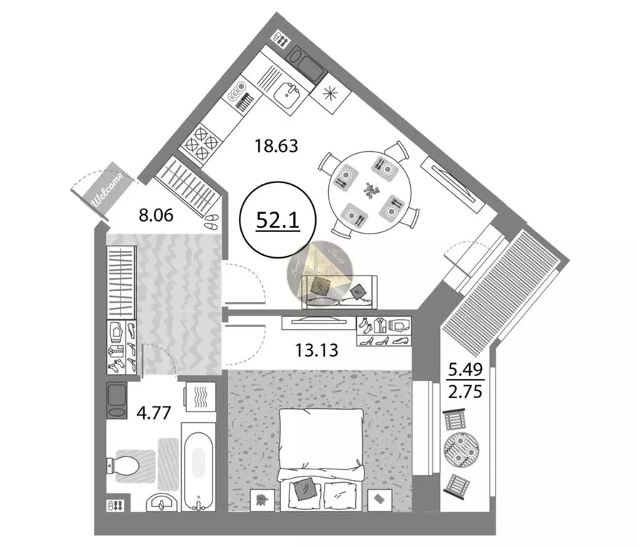 1-комнатная квартира: Санкт-Петербург, проспект Авиаконструкторов, 54 ... - Фото 2