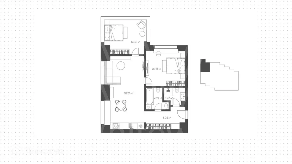 Продаётся 2-к квартира, 77 м - Фото 1