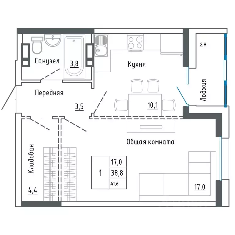 1-к кв. Приморский край, Уссурийск ул. Александра Францева, 44 (41.6 ... - Фото 0