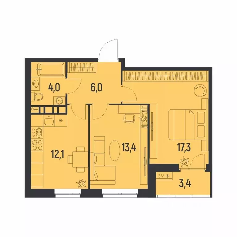 2-к кв. Пермский край, Пермь ул. Советской Армии, 95 (54.5 м) - Фото 1