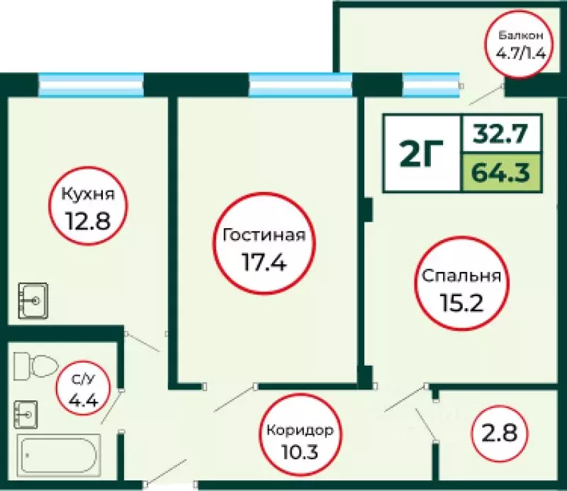 2-к кв. Красноярский край, Красноярск городской округ, пос. Солонцы ... - Фото 1