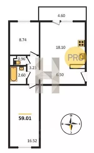 2-к кв. Челябинская область, Челябинск ул. Александра Шмакова, 39 ... - Фото 1