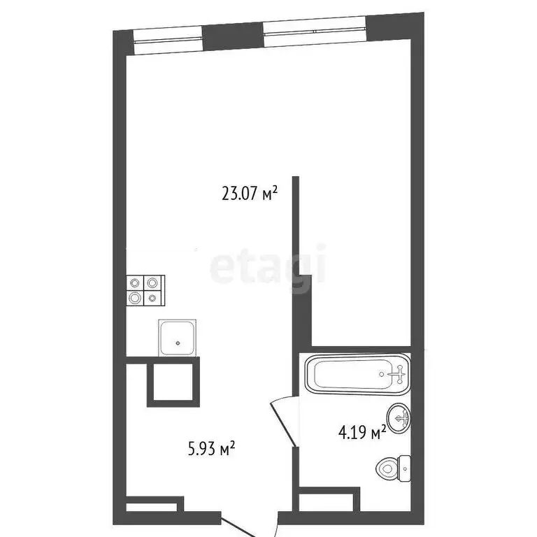 Квартира-студия: Тюмень, Интернациональная улица, 199к9 (33.2 м) - Фото 0