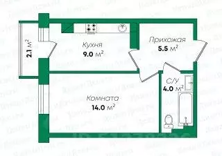 1-к кв. Кировская область, Киров Московская ул., 201 (32.5 м) - Фото 2