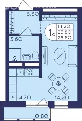 Квартира-студия: Балашиха, микрорайон Железнодорожный, улица ... - Фото 1