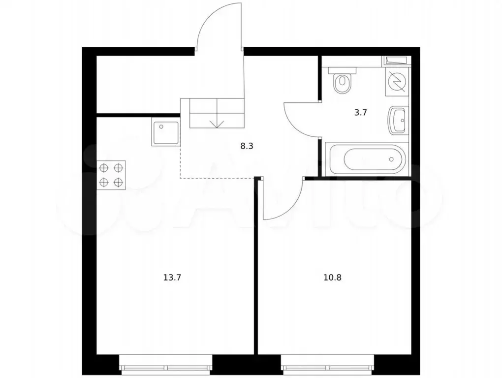 1-к. квартира, 36,5 м, 4/9 эт. - Фото 0