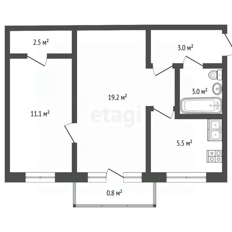 2-к кв. Нижегородская область, Нижний Новгород ул. Лескова, 13 (46.0 ... - Фото 2