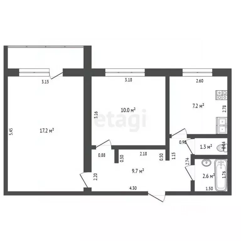 2-к кв. Мордовия, Ковылкино ул. Гагарина, 3 (48.0 м) - Фото 2