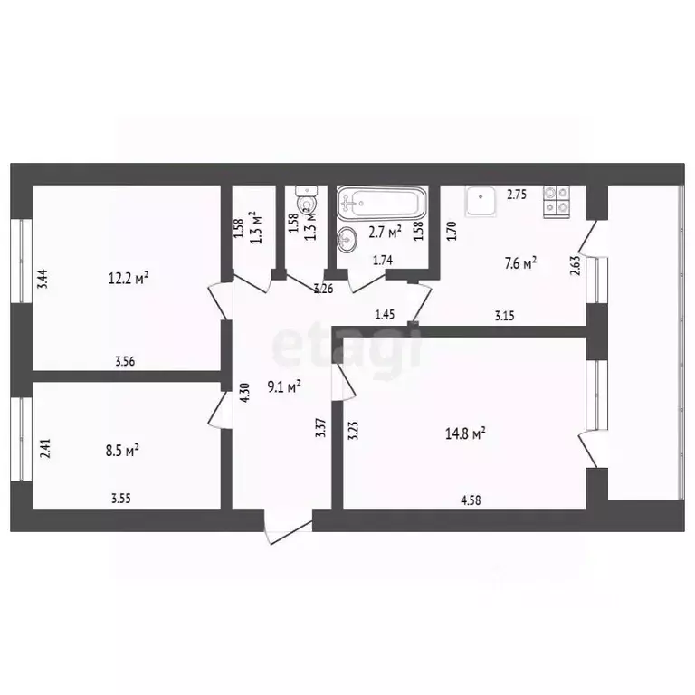 3-к кв. Свердловская область, Тавда ул. 9 Января, 46 (57.5 м) - Фото 2