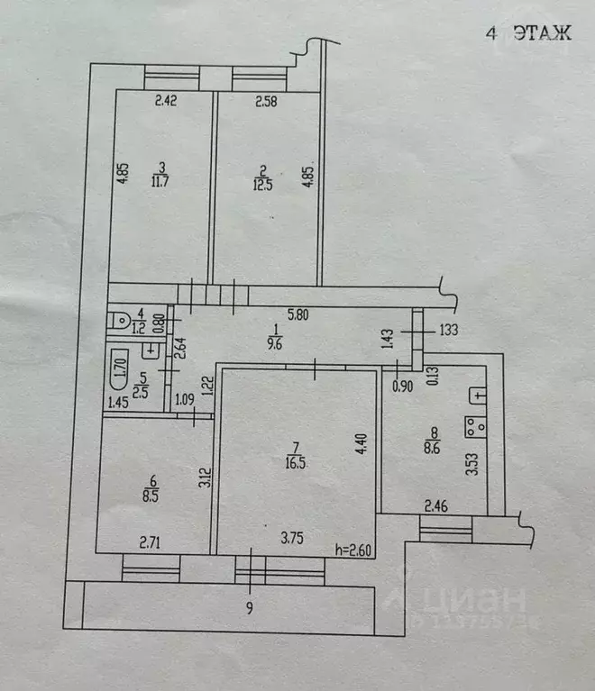 4-к кв. Алтайский край, Барнаул ул. Матросова, 3А (71.1 м) - Фото 2