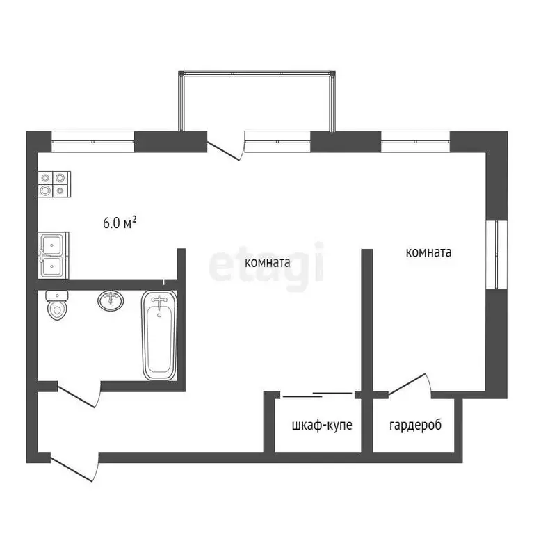 2-комнатная квартира: Омск, Нефтезаводская улица, 15 (39.9 м) - Фото 1