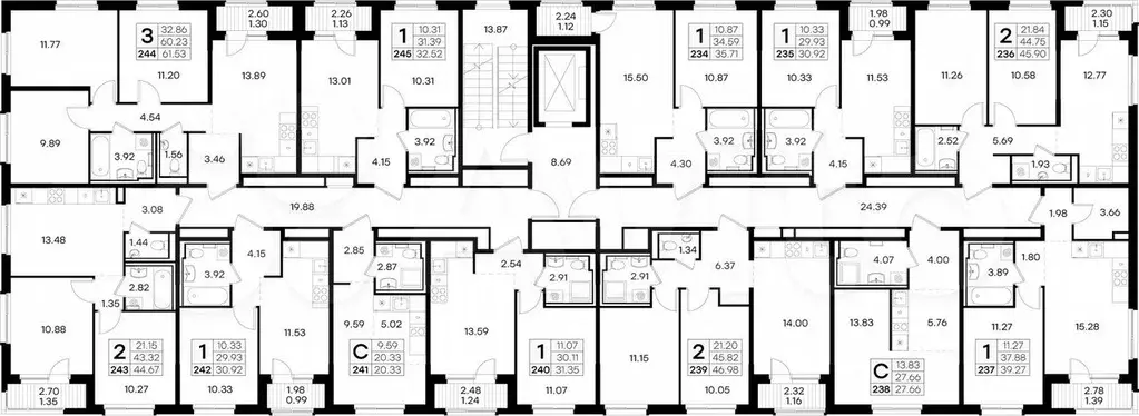 3-к. квартира, 61,5 м, 3/9 эт. - Фото 1