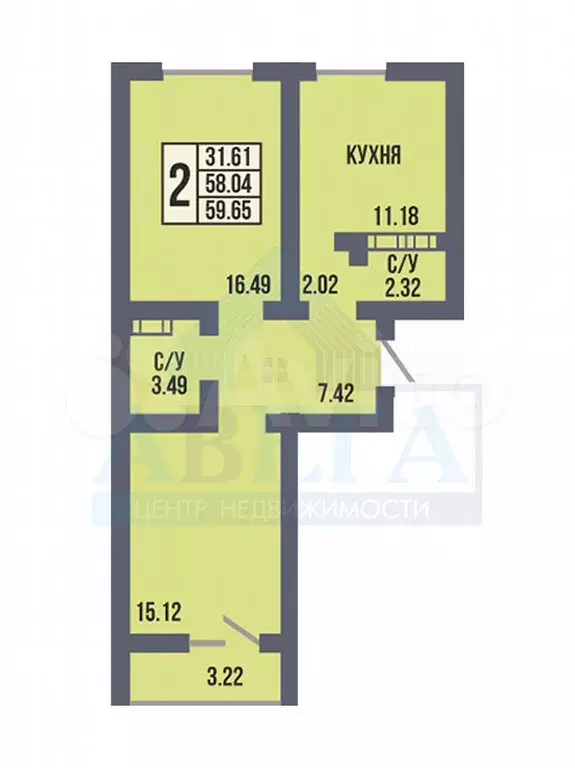 2-к. квартира, 60 м, 16/17 эт. - Фото 0