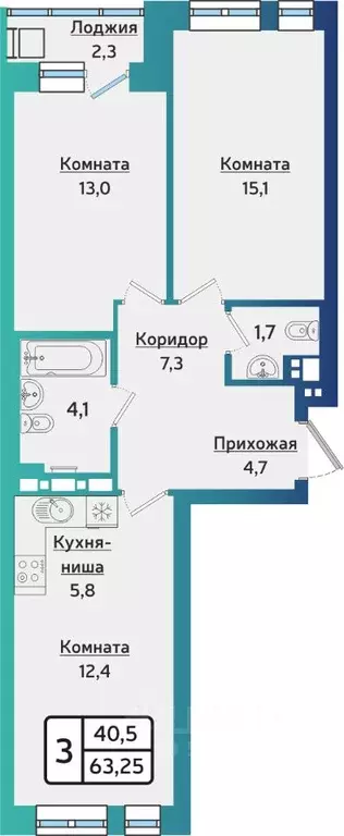 3-к кв. Удмуртия, Ижевск ул. Васнецова, 38 (63.2 м) - Фото 0