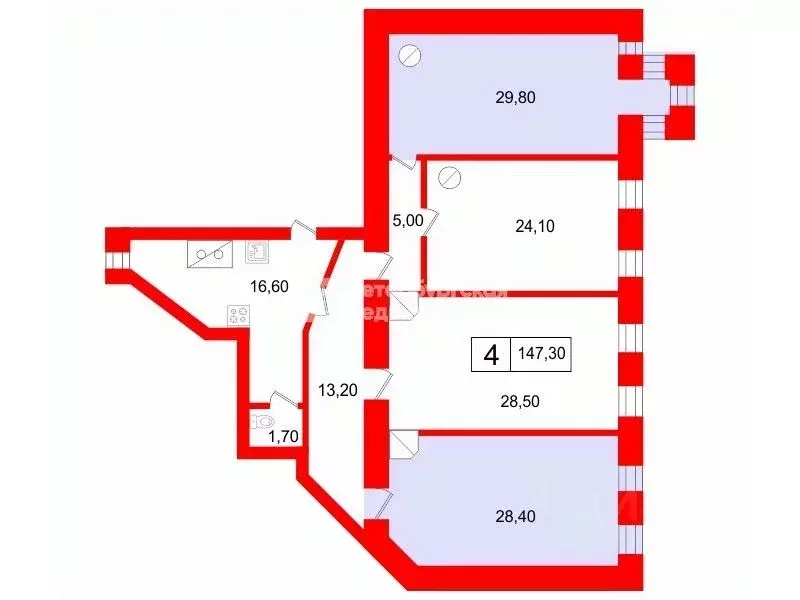 Комната Санкт-Петербург Каменноостровский просп., 59 (58.2 м) - Фото 2