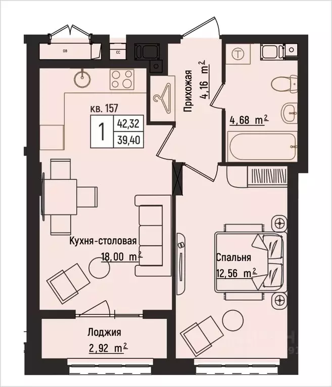 1-к кв. Нижегородская область, Нижний Новгород Литературная ул., 5 ... - Фото 1