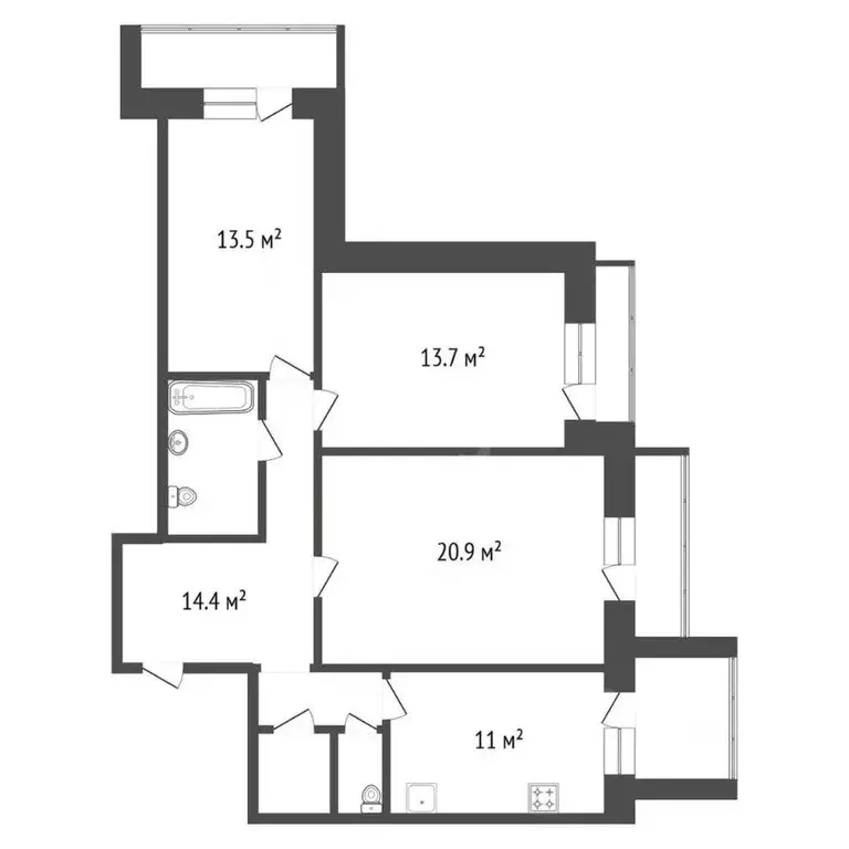 3-к кв. Красноярский край, Красноярск ул. 78-й Добровольческой ... - Фото 2