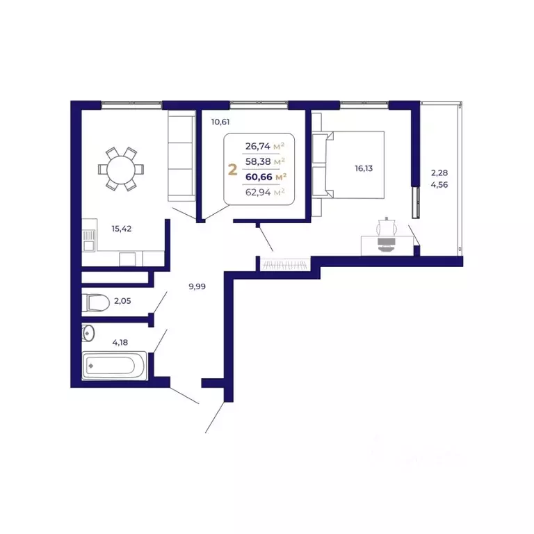 2-к кв. Башкортостан, Уфа Затон-Восточный жилрайон, Паруса жилой ... - Фото 1