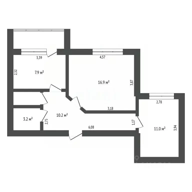 2-к кв. Амурская область, Благовещенск ул. Василенко, 20/1 (55.0 м) - Фото 2