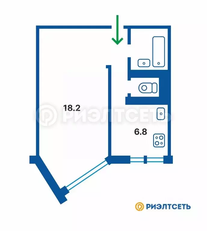 1-к кв. Мурманская область, Мурманск ул. Ивана Сивко, 9 (32.5 м) - Фото 1