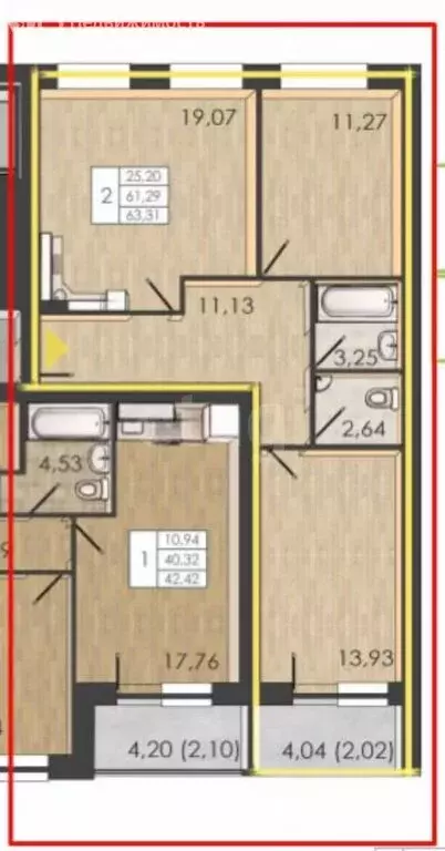 3-комнатная квартира: Пермь, улица Борцов Революции, 1Ак7 (61 м) - Фото 1