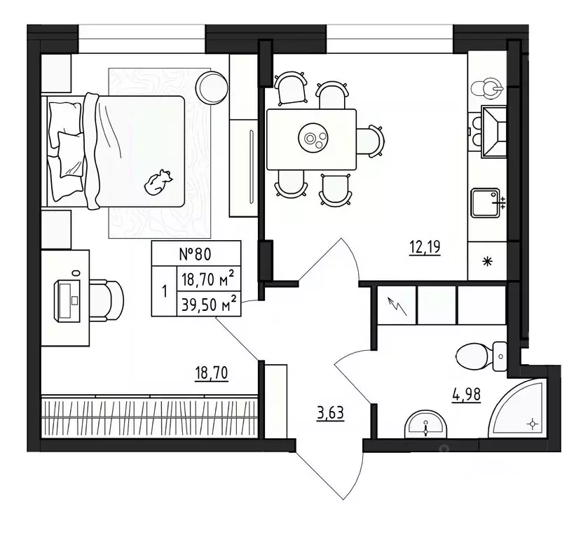 1-к кв. Ленинградская область, Гатчинский муниципальный округ, д. ... - Фото 0