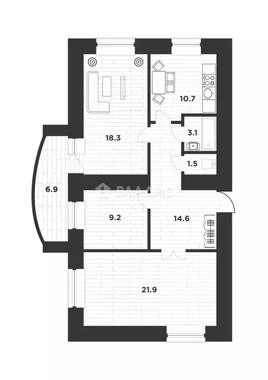3-комнатная квартира: Благовещенск, Заводская улица, 2/4 (83.7 м) - Фото 1