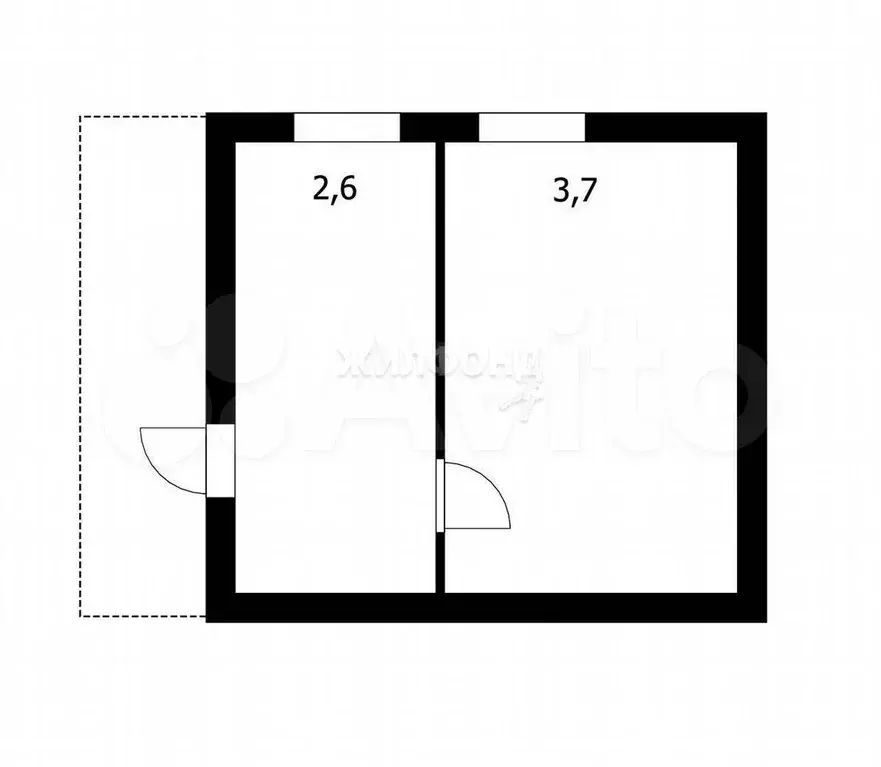 1-к. квартира, 29,6 м, 1/1 эт. - Фото 0