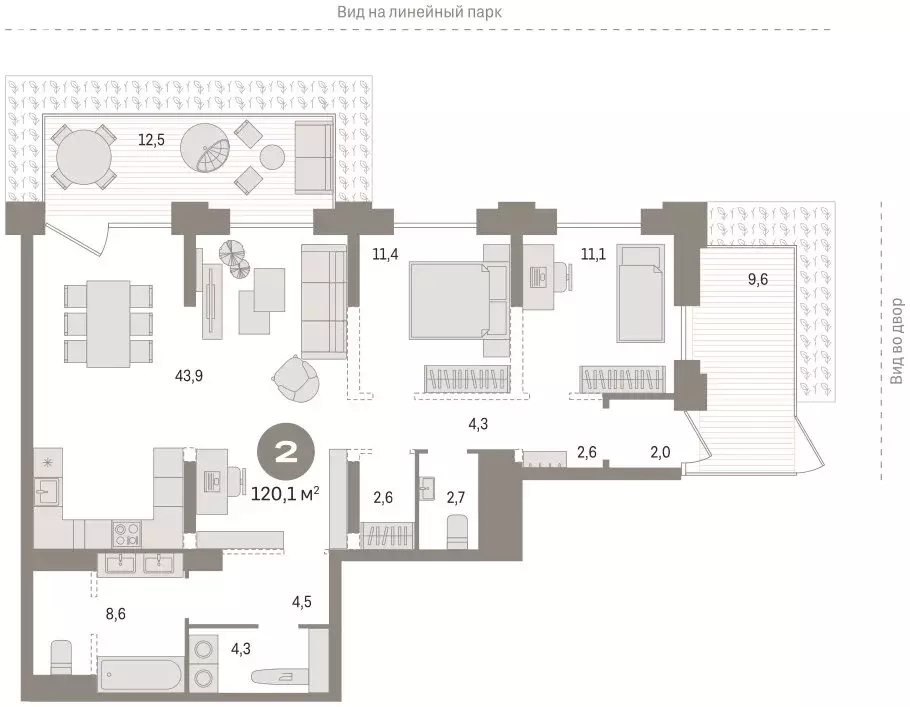 3-комнатная квартира: Тюмень, Краснооктябрьская улица, 4к1 (118.7 м) - Фото 2