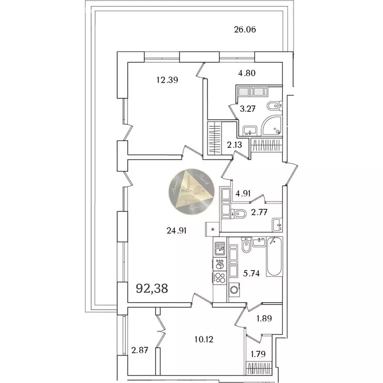 2-комнатная квартира: Санкт-Петербург, проспект Маршала Блюхера, 3к2 ... - Фото 1