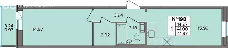 1-комнатная квартира: Новое Девяткино, Лесная улица, 19 (41.97 м) - Фото 1