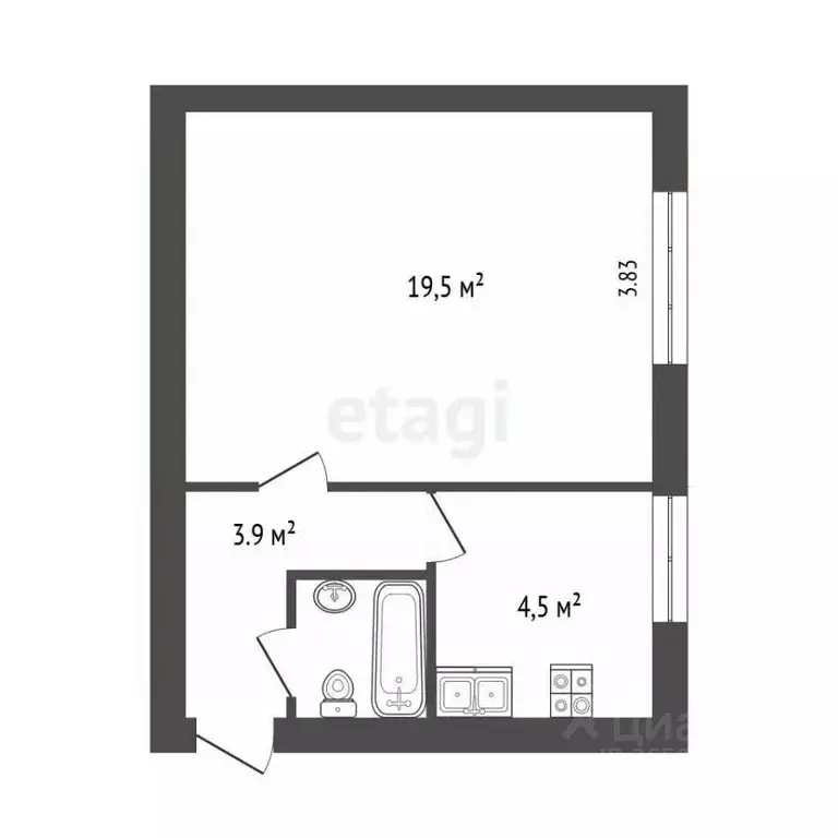 1-к кв. Севастополь ул. Гавена, 10А (29.0 м) - Фото 2