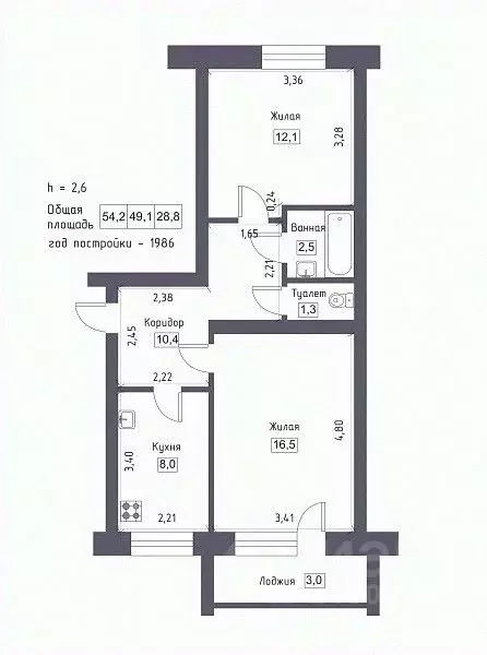 2-к кв. Татарстан, Казань ул. Хусаина Мавлютова, 35 (51.3 м) - Фото 2