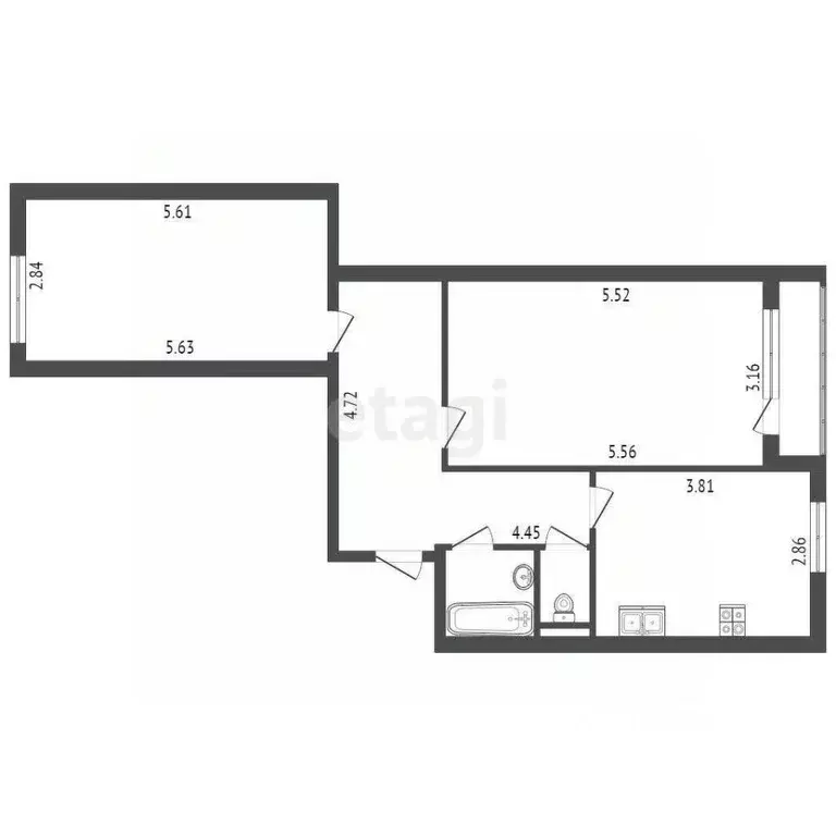 2-к кв. Санкт-Петербург ул. Ярослава Гашека, 24к1 (59.8 м) - Фото 0