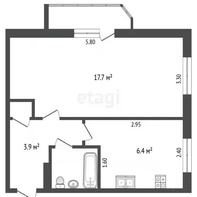 1-к кв. Татарстан, Набережные Челны 6-й комплекс, 6 (33.8 м) - Фото 1