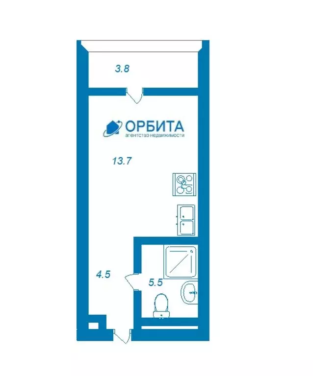 Квартира-студия: Тюмень, улица Республики, 205к1 (25.2 м) - Фото 1