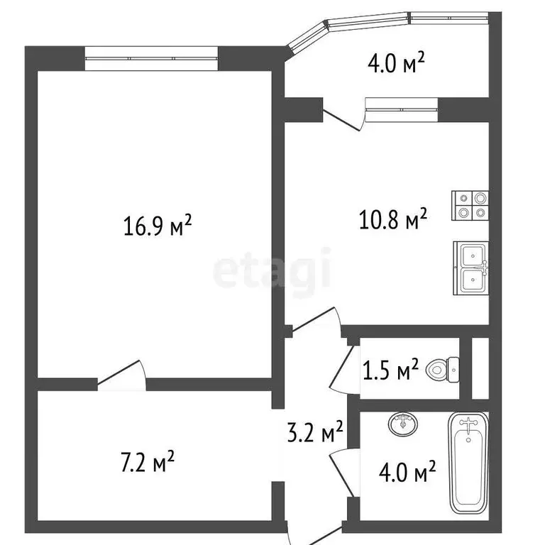 1-комнатная квартира: Тюмень, Широтная улица, 185 (44 м) - Фото 1