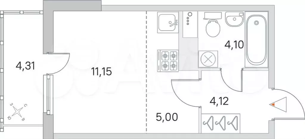 Квартира-студия, 25,7 м, 5/8 эт. - Фото 0